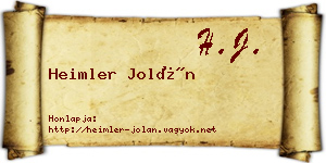 Heimler Jolán névjegykártya